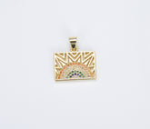 18K Gold Dainty Rainbow Rectangular Tag Charm, Gold Rainbow Pendant for Necklace Bracelet Earring Charm Component Supply, CP1379