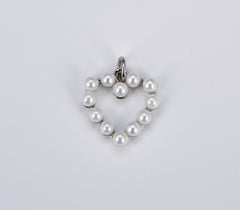 Dainty Heart Pearl Charm in 18K Gold , Valentines Gift for Her, Heart Pendant for Necklace Bracelet Charm Component Supply, CP1386