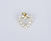 Dainty Heart Pearl Charm in 18K Gold , Valentines Gift for Her, Heart Pendant for Necklace Bracelet Charm Component Supply, CP1386