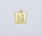 Dainty Love Word Charm in 18K Gold , Couples Charm, Gift For Her, Micro Pave Love Charm for Bracelet Necklace Component, CP1393