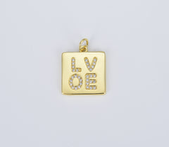 Dainty Love Word Charm in 18K Gold , Couples Charm, Gift For Her, Micro Pave Love Charm for Bracelet Necklace Component, CP1393