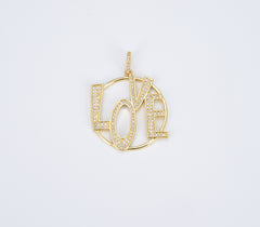 Dainty Love Word Charm in 18K Gold , Couples Charm, Gift For Her, Micro Pave Love Charm for Bracelet Necklace Component, CP1395