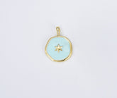 18K Gold Filled Dainty Enamel North Star Charm, Enamel Medallion Star Celestial Jewelry Minimalist Necklace Bracelet Component, CP1399