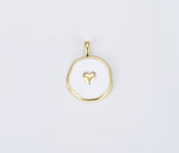 Enamel Heart Charm, White Enamel Medallion Heart Charm, Gold Filled Over Brass Heart Charm for Necklace Bracelet Earring Supply, 14mm CP1402