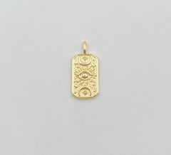 Evil Eye Charm Tag Pendant, Dainty 18K Gold Evil Eye Charm for Bracelet Necklace Pendant Earring Findings for Jewelry Making, CP1404