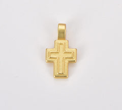 18K Gold Filled Dainty Matte Gold Cross Charm, Small Cross Pendant, Cross Pendant for Necklace Bracelet Charm Religious Jewelry, CP1410