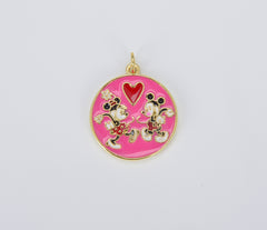 Pink Enamel Mouse Charm in 18K Gold Filled, Mouse Charm, Enamel Mouse for Necklace Bracelet Jewelry Making, CP1412