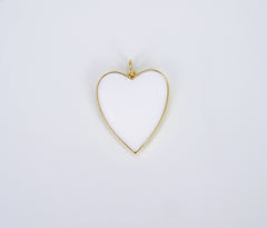 Dainty Neon Heart Charms Enamel Heart Pendant for Necklace Earring Charm Component in Gold Filled Over Brass Red White Yellow Pink, CP1414