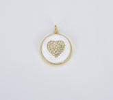 Neon Enamel Heart Charm, Gold Filled Over Brass Enamel with CZ Heart Charm for Necklace Bracelet Earring Charm Supply Jewelry, CP1415