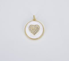 Neon Enamel Heart Charm, Gold Filled Over Brass Enamel with CZ Heart Charm for Necklace Bracelet Earring Charm Supply Jewelry, CP1415