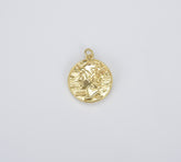 18K Gold Mercury Dime Coin Charm, Old Coin Medallion Pendant for Bracelet Necklace Earring Jewelry Making Supply, 25x20mm, CP1419