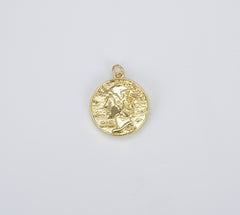 18K Gold Mercury Dime Coin Charm, Old Coin Medallion Pendant for Bracelet Necklace Earring Jewelry Making Supply, 25x20mm, CP1419