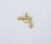 18K Gold Gun Pistol Charm, Desert Eagle Pistol Gun Charm for Earring Necklace Bracelet Earrings Jewelry Making Supplies, 18x17mm, CP1420
