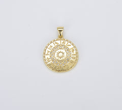 Dainty 18K Gold Zodiac Horoscope Sign Medallion Pendant Coin for Necklace Bracelet Jewelry Making, Zodiac Constellation Charm, CP1426