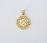 18K Gold Sun and Moon Charm, Celestial Sunshine Charm, Crescent Moon, Sunray Pendant for Necklace Earring Supply, 24x18mm, CP1428
