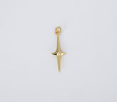 Dainty Starburst North Star Charm, 18K Gold Shining Twinkle Star Charm Necklace Pendant Findings for Jewelry Making, 30x10mm, CP1430