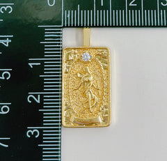 18K Gold Tarot Card Charm, The World Tarot Card Pendant, Amulet Jewelry for Necklace Component Supply, 30x15mm, CP1435