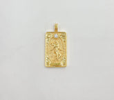 18K Gold Tarot Card Charm, The World Tarot Card Pendant, Amulet Jewelry for Necklace Component Supply, 30x15mm, CP1435
