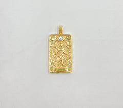18K Gold Tarot Card Charm, The World Tarot Card Pendant, Amulet Jewelry for Necklace Component Supply, 30x15mm, CP1435