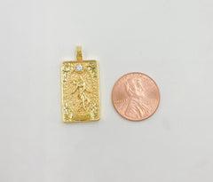 18K Gold Tarot Card Charm, The World Tarot Card Pendant, Amulet Jewelry for Necklace Component Supply, 30x15mm, CP1435