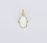 Dainty White Enamel Hamsa Hand Charm, 18K Gold Hamsa Charm, Protection Charm for Necklace Bracelet Earrings Jewelry Making, CP1436