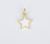 Dainty White Enamel Star Charm in Gold Filled Over Brass, Enamel Star Celestial Jewelry Minimalist Necklace Bracelet Component, CP1437