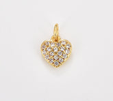 Dainty 18K Gold Heart Charm, CZ Micro Pave Heart Charm for Necklace Bracelet Earring Charm Component Supply, 7x11mm, CP1443