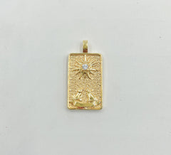 Gold Filled Mystical Sun Medallion Pendant, Sacred Geometry CZ Cosmic Charm for Necklace Bracelet DIY Jewelry Making Supplies, CP1444