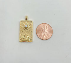Gold Filled Mystical Sun Medallion Pendant, Sacred Geometry CZ Cosmic Charm for Necklace Bracelet DIY Jewelry Making Supplies, CP1444