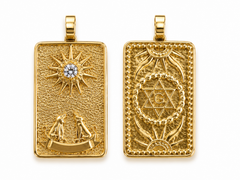 Gold Filled Mystical Sun Medallion Pendant, Sacred Geometry CZ Cosmic Charm for Necklace Bracelet DIY Jewelry Making Supplies, CP1444