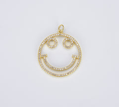 18K Gold Happy Face Charm, Emoji Charm, Gold Smile Charm Pendant Smiley Face Charms for Necklace Earring Bracelet Supply, CP1446