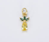 Dainty 18K Gold Pineapple Charm, CZ Micro Pave Pineapple Pendant, Cubic Zirconia Pineapple Charm for Necklace Bracelet Jewelry Making CP1449
