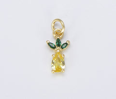 Dainty 18K Gold Pineapple Charm, CZ Micro Pave Pineapple Pendant, Cubic Zirconia Pineapple Charm for Necklace Bracelet Jewelry Making CP1449