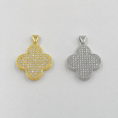 Gold Filled Pave CZ Clover Pendant, Four Leaf Clover Charm, Lucky Quatrefoil Necklace Pendant, Luxury Jewelry Making Supply, CP1455