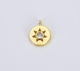 18K Gold Filled Dainty Sun Charm, 15x13mm, CP1459