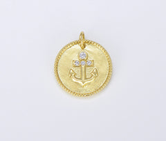 18K Gold Filled Anchor Pendant, 19x12mm, CP1460