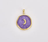 18K Gold Filled Purple Enamel Crescent Moon Charm, 19x13mm, CP1468