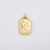 18K Gold Filled Crescent Moon Charm Star Tag Charm CP1474