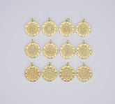 18K Gold Filled Zodiac Signs Charms, Dainty Zodiac Horoscope Sign Medallion Pendant CP1487