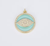 18K Gold Filled Turquoise Blue Enamel Evil Eye Charm, CP1492