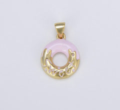 18K Gold Filled Colorful Dainty Donut Charm, CP1494