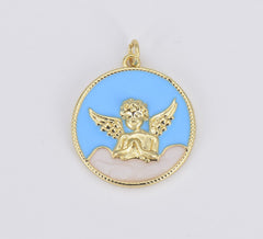 18K Gold Filled Enamel Little Angel Charm, CP1500