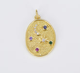 18K Gold Filled Multi Color Cubic Zirconia Planet in the Ovum Universe Pendant, CP1504