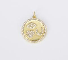 18K Gold Filled Good Luck Medallion Charm, CP1513