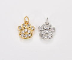 18K Gold Filled Paw Print Charm, 12x9mm, CP1516