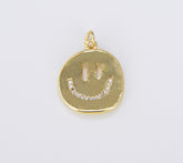 18K Gold Filled Happy Face Charm, Emoji Pendant, CP1530