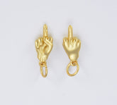 18K Gold Filled Dainty Middle Finger Charm, Hand Gesture Charm FUCK Pendant Charm for Bracelet Necklace Earring Supply Component, CP1535