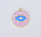 18K Gold Filled Enamel Evil Eye Charm, CP1542