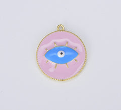 18K Gold Filled Enamel Evil Eye Charm, CP1542