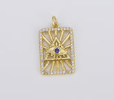 18K Gold Filled Evil Eye Tag Charm, CP1545